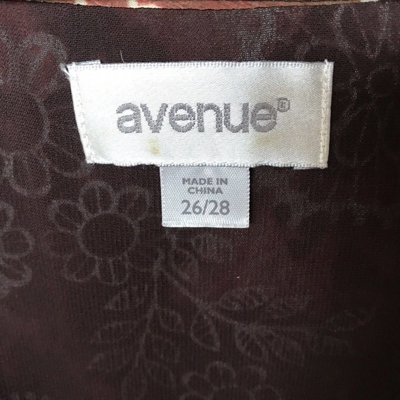 Avenue Tunic Blouse Plus Sz26/28 Earthtones Ruffle Neckline Lined Pre-Ownedt - Picture 3 of 10